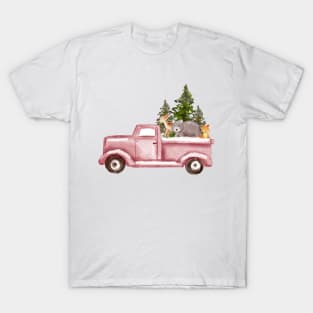 Christmas Truck with Reindeer and Tree T-Shirt